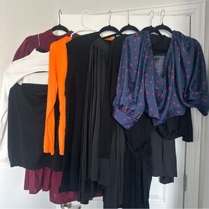 Lot Eloquii Women's Tops Collection - Black, Orange, Blue with Red Polka Dots